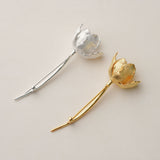 Tulip flower brooch in sterling silver or gold-plated finish