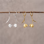 Tulip flower earrings with botanical hoop design
