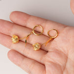 Tulip flower huggie earrings close-up
