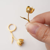 Tulip flower huggie hoop earrings product view