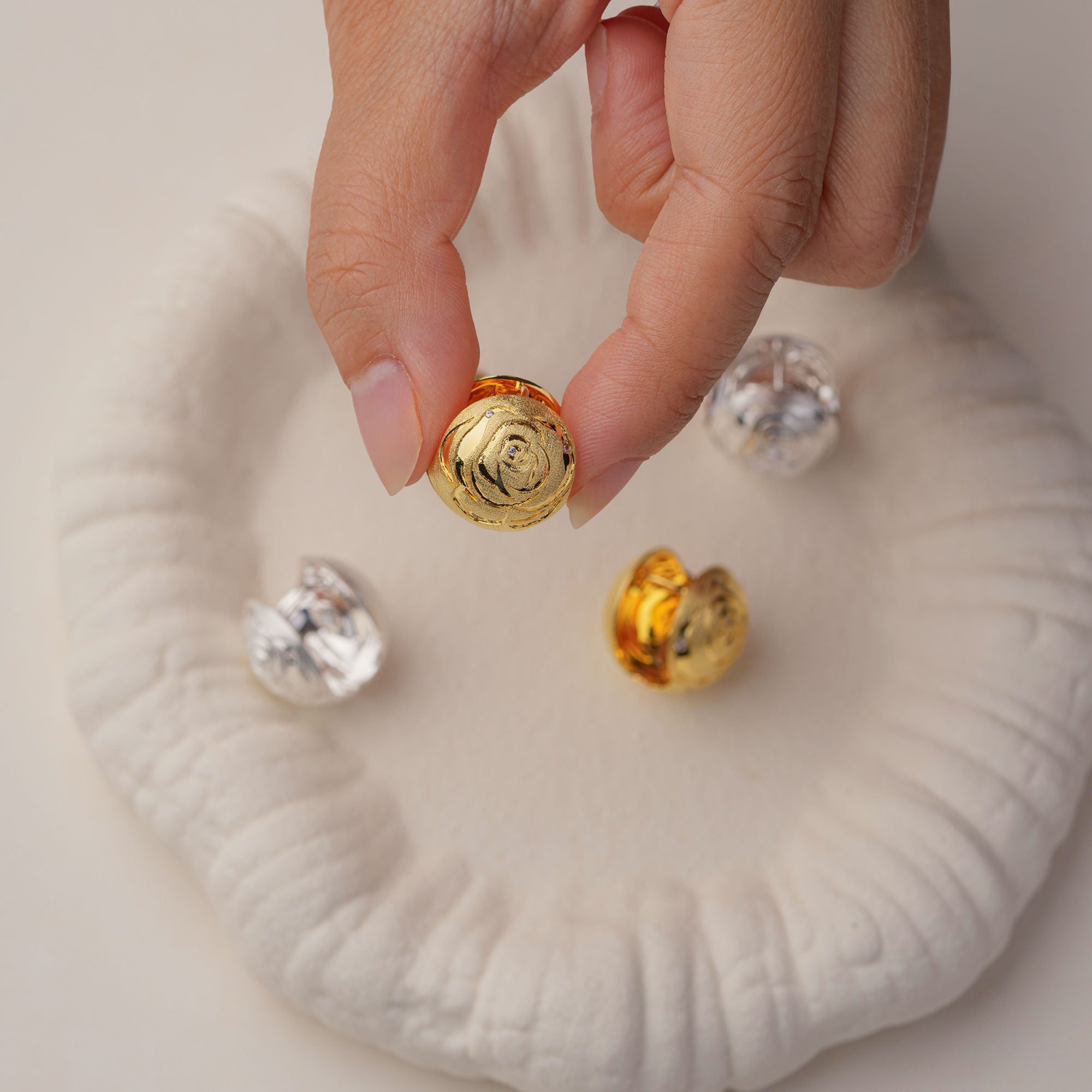 Vintage floral studs with rose dome design