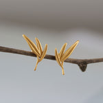 Bamboo leaf earrings with long botanical leaf design