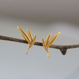 Bamboo leaf earrings with long botanical leaf design