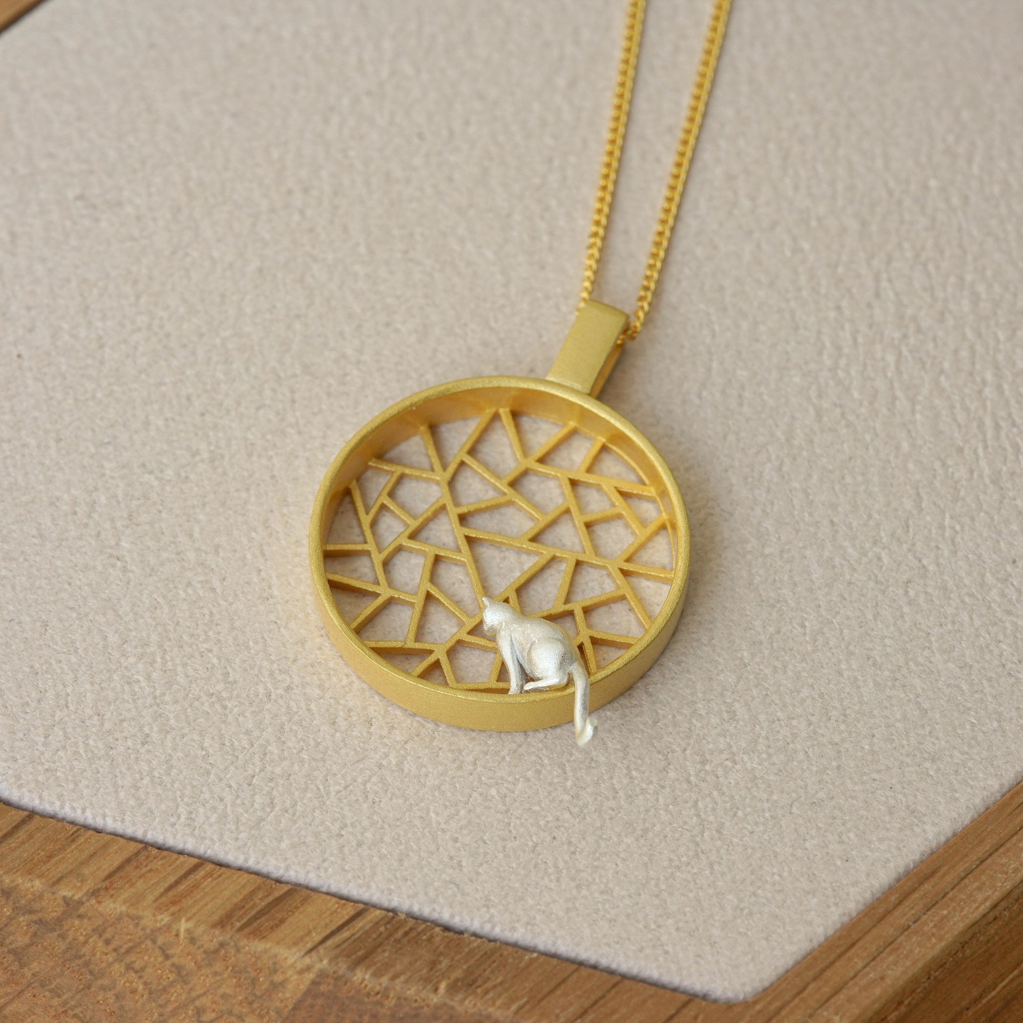 Cat necklace with minimalist cat charm pendant