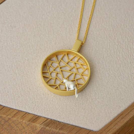 Cat necklace with minimalist cat charm pendant