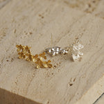Close-up of osmanthus flower earrings showing petal details
