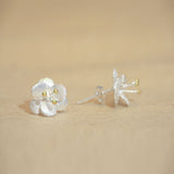 Crab apple earrings showing handmade jewelry details