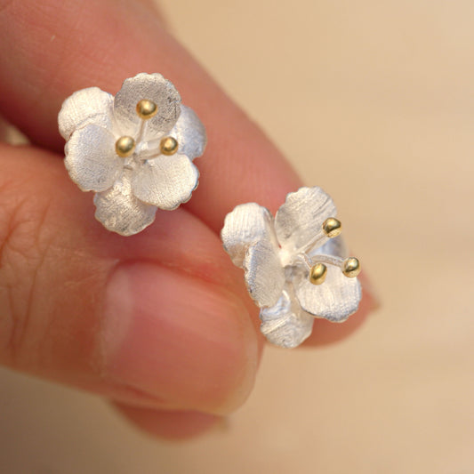 Crab apple flower earrings with delicate blossom design