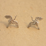 Crane bird stud earrings with elegant bird design