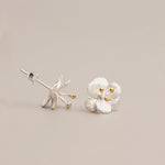 Detailed view of crab apple flower earrings