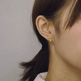 Detailed view of iris earring studs
