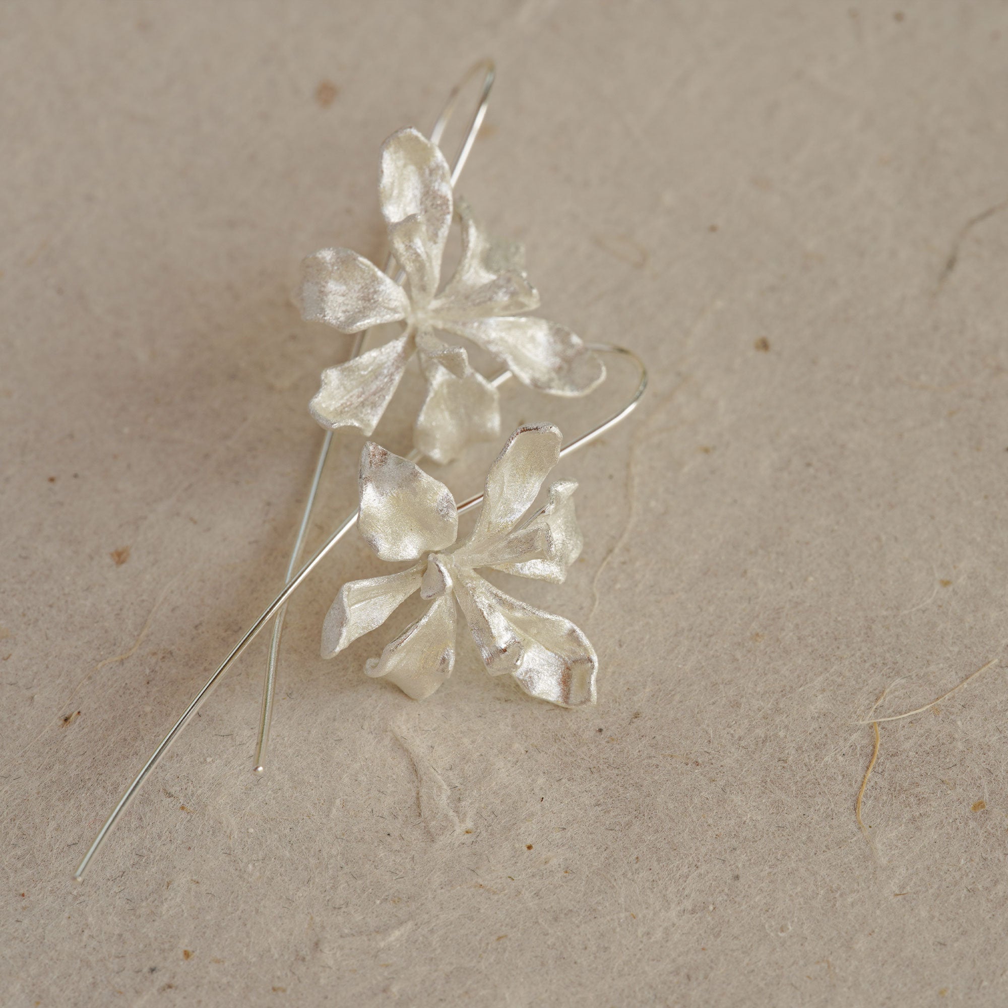 Detailed iris flower earrings