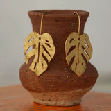 Detailed view of leaf earrings
