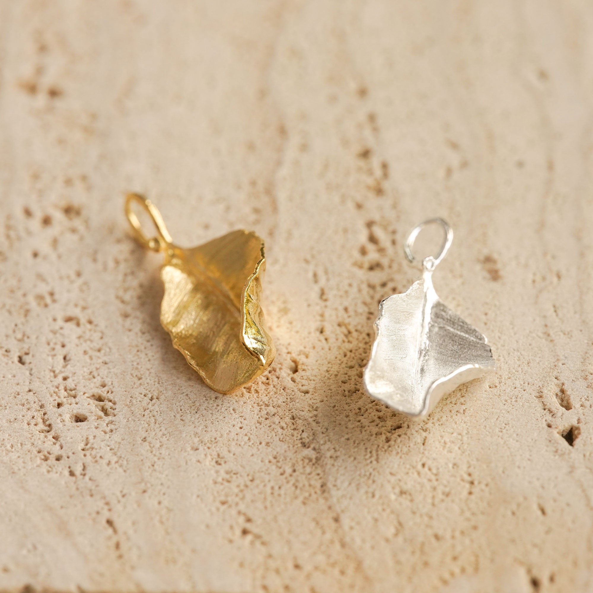Detailed view of leaf necklace
