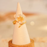 Detailed view of pear blossom ring