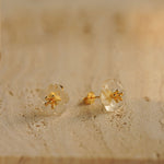 Detailed view of pear flower earrings