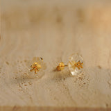 Detailed view of pear flower earrings