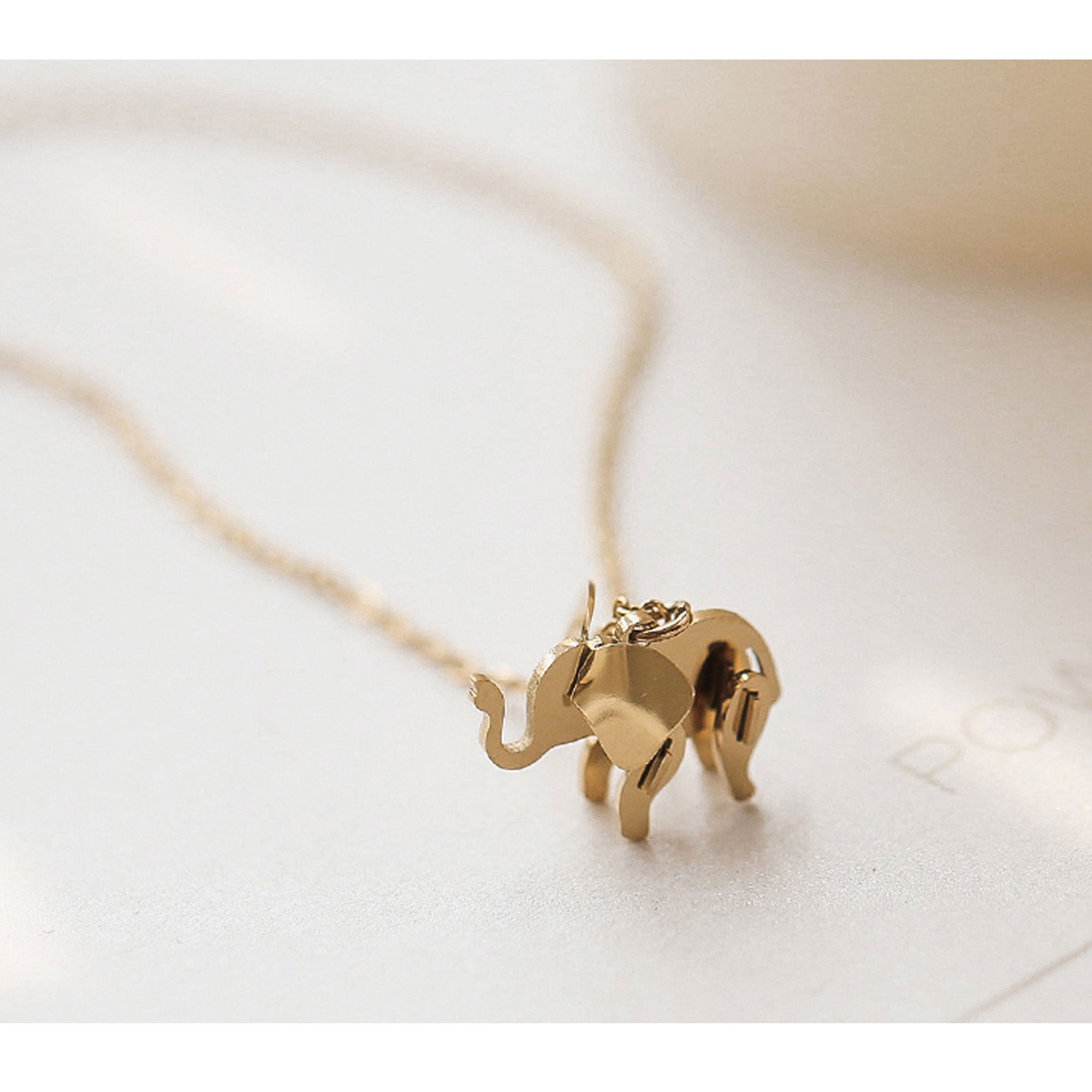 Gold plated elephant necklace product view