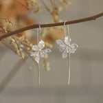 Iris flower drop earrings with botanical petal design