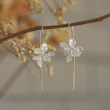 Iris flower drop earrings with botanical petal design