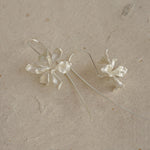 Iris flower drop earrings with elegant floral silhouette