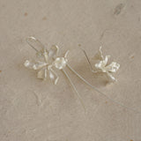 Iris flower drop earrings with elegant floral silhouette