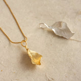 Leaf necklace with adjustable chain and nature inspired pendant