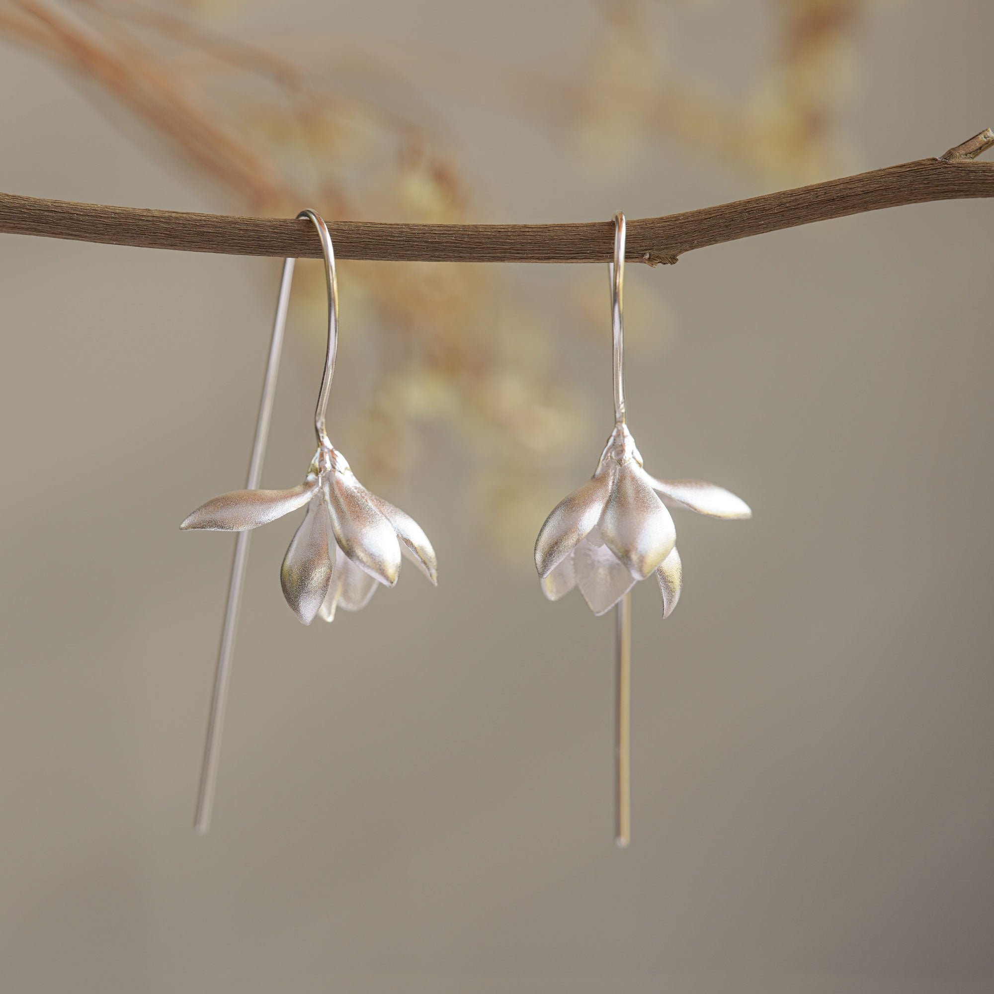 Magnolia flower earrings product view