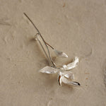 Orchid flower brooch styled for clothing or scarf