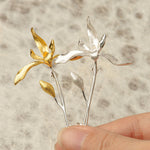 Orchid flower brooch with delicate floral petals