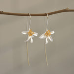 Osmanthus flower earrings displayed as botanical jewelry