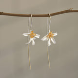 Osmanthus flower earrings displayed as botanical jewelry