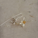 Close-up of osmanthus flower earrings