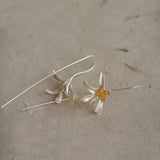 Close-up of osmanthus flower earrings