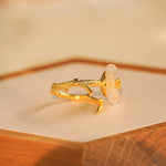 Pear blossom flower ring with organic petal shape
