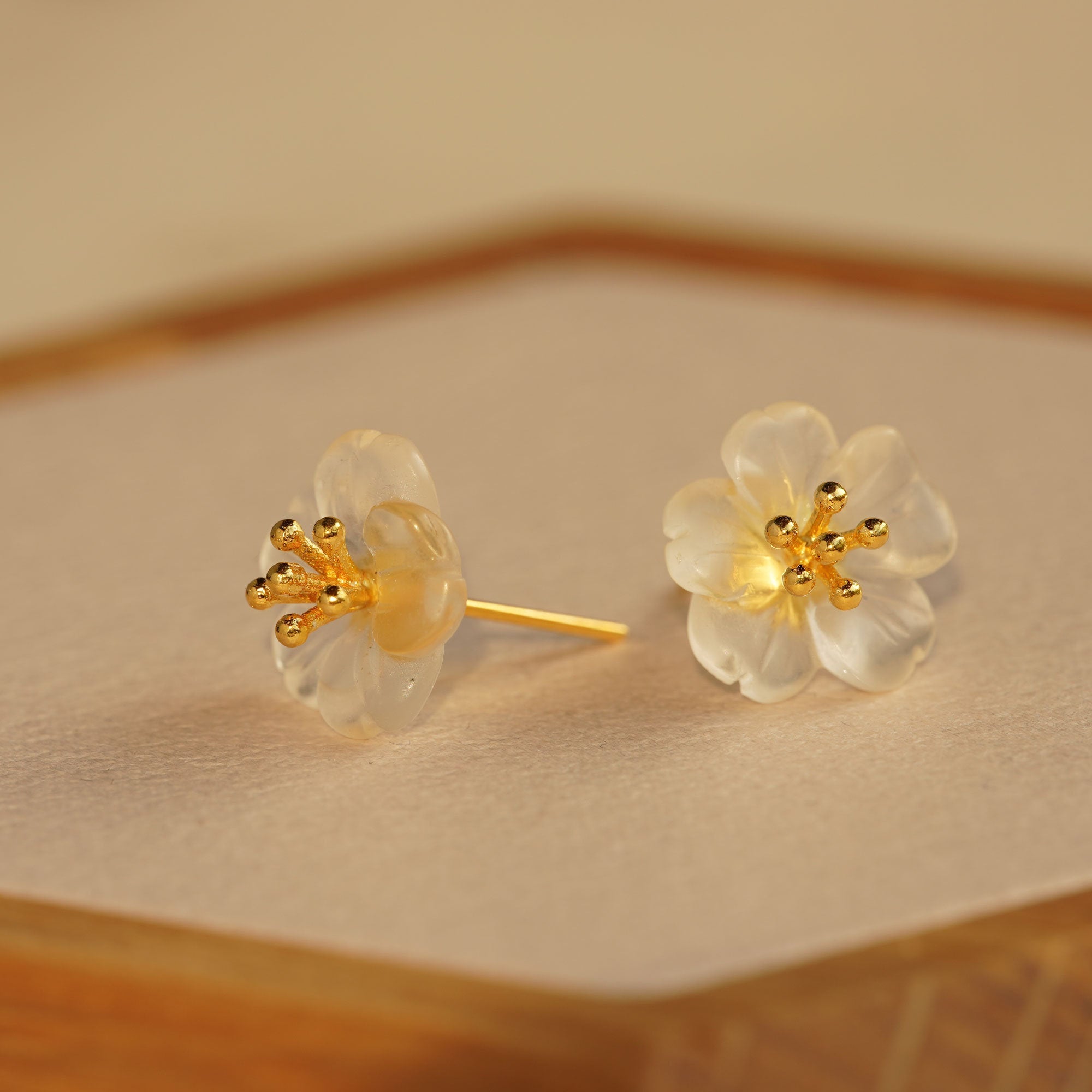 Pear flower earrings with blossom inspired design