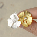 Detailed view of peony earrings