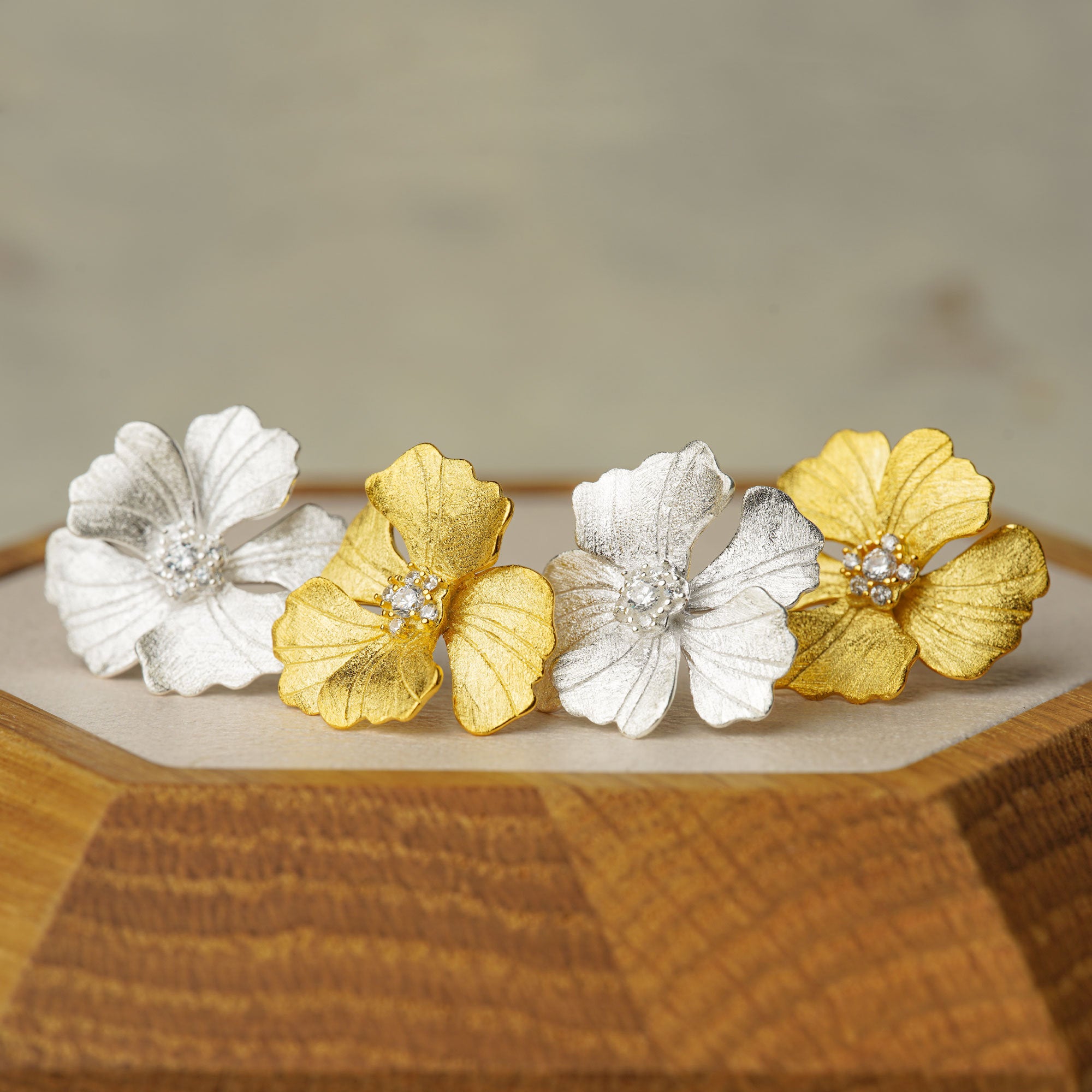 Peony earrings with floral petal design