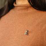 Rabbit pin showing handmade jewelry details