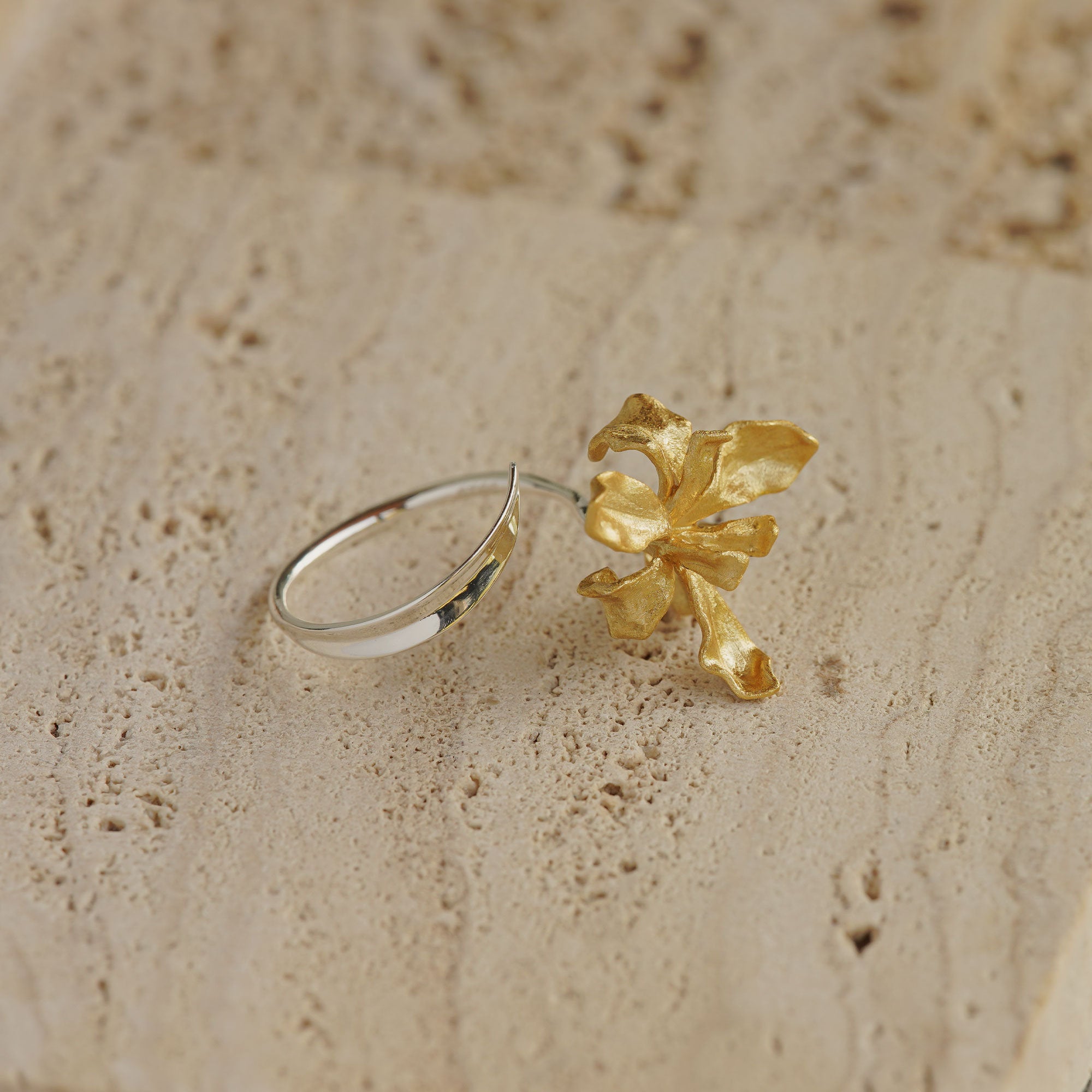 Side view of iris floral ring