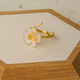 Side view of pear blossom ring