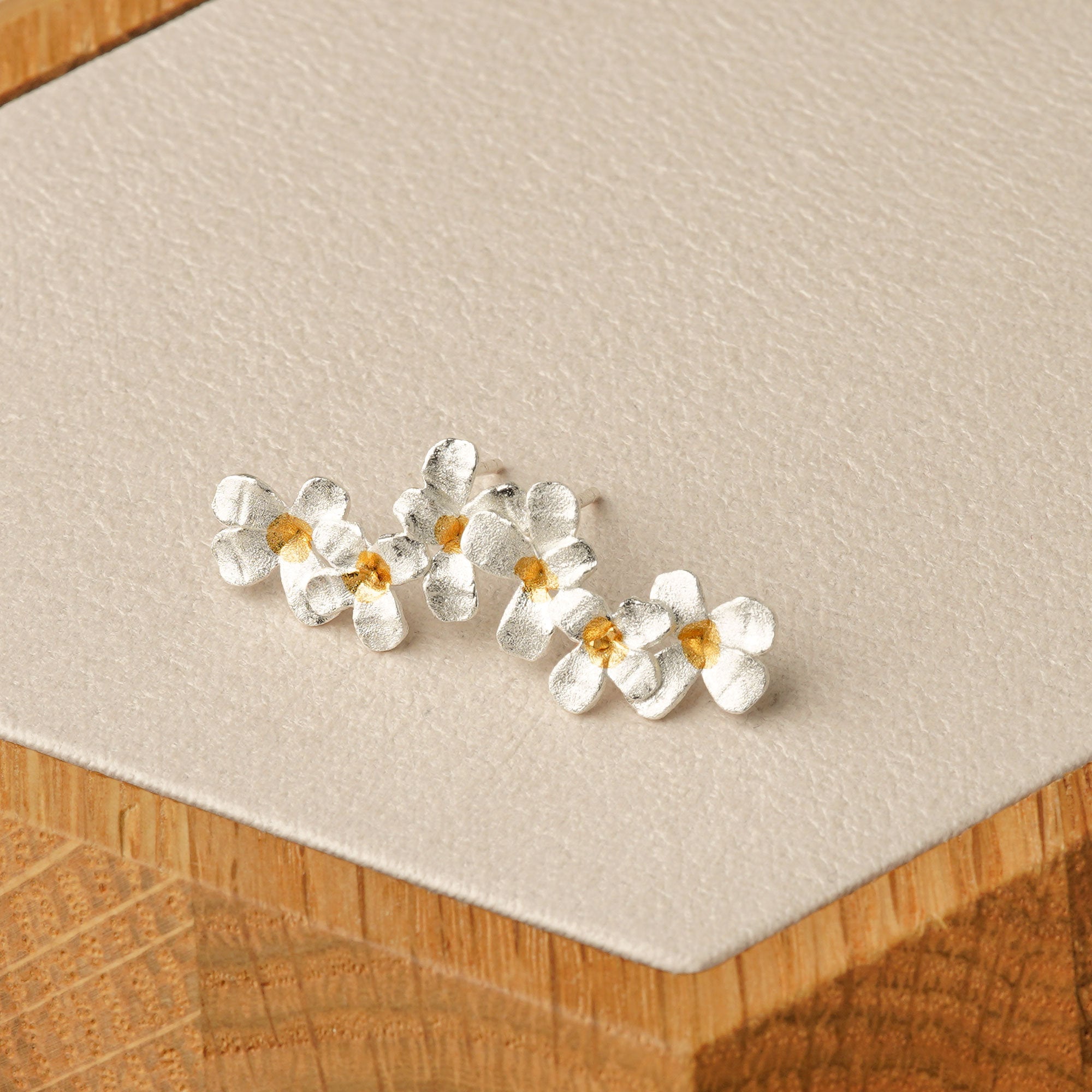 Pair of silver floral earrings for everyday wear