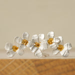 Silver flower earrings showing handmade jewelry details