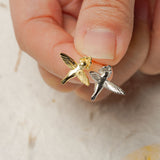 Tiny hummingbird earrings in sterling silver style