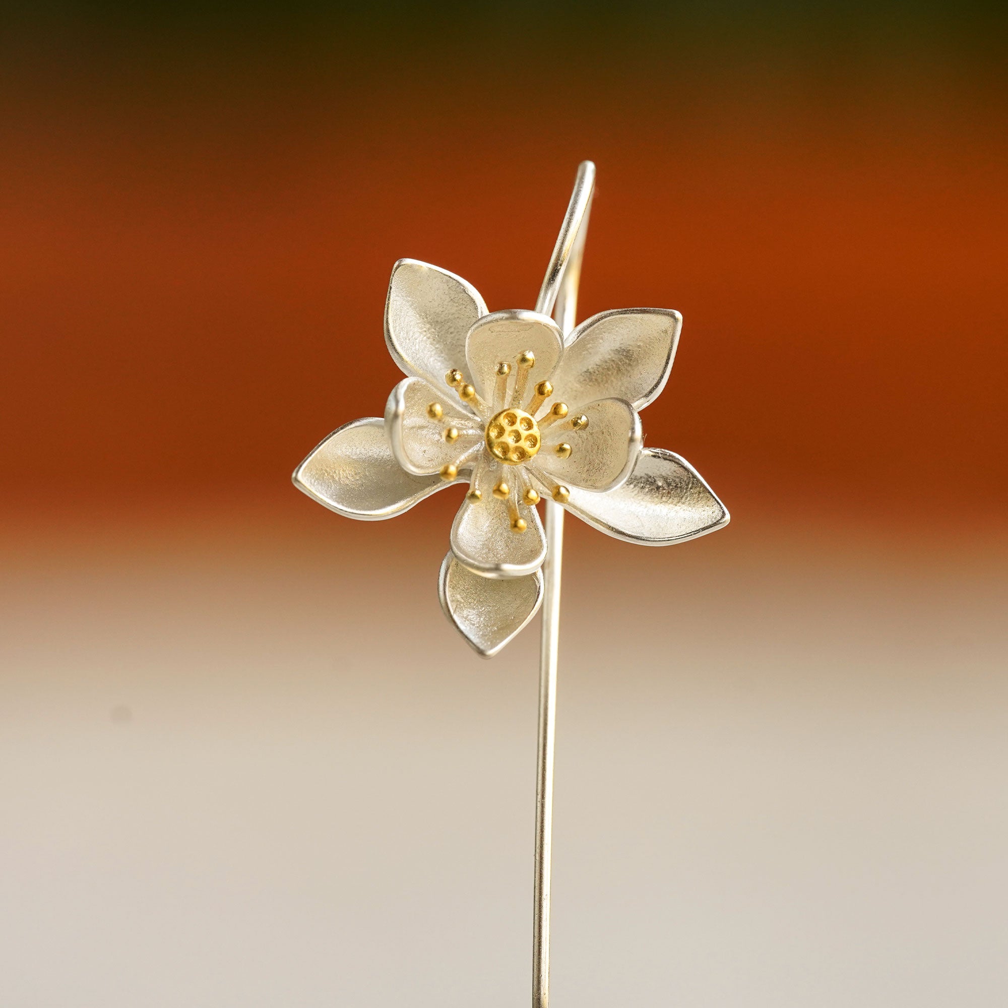 Water lily earrings showing floral drop shape